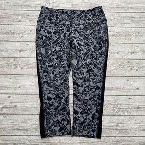 Nike Leggings Women's Large Black Dri-FIT Capri Geometric Athletic Yoga Training